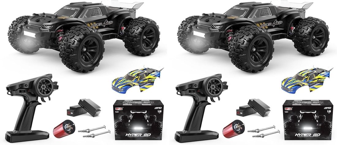 H16BM 1/16 Brushless RC Truck, 42 mph, 2 LiPo Packs — HYPER GO