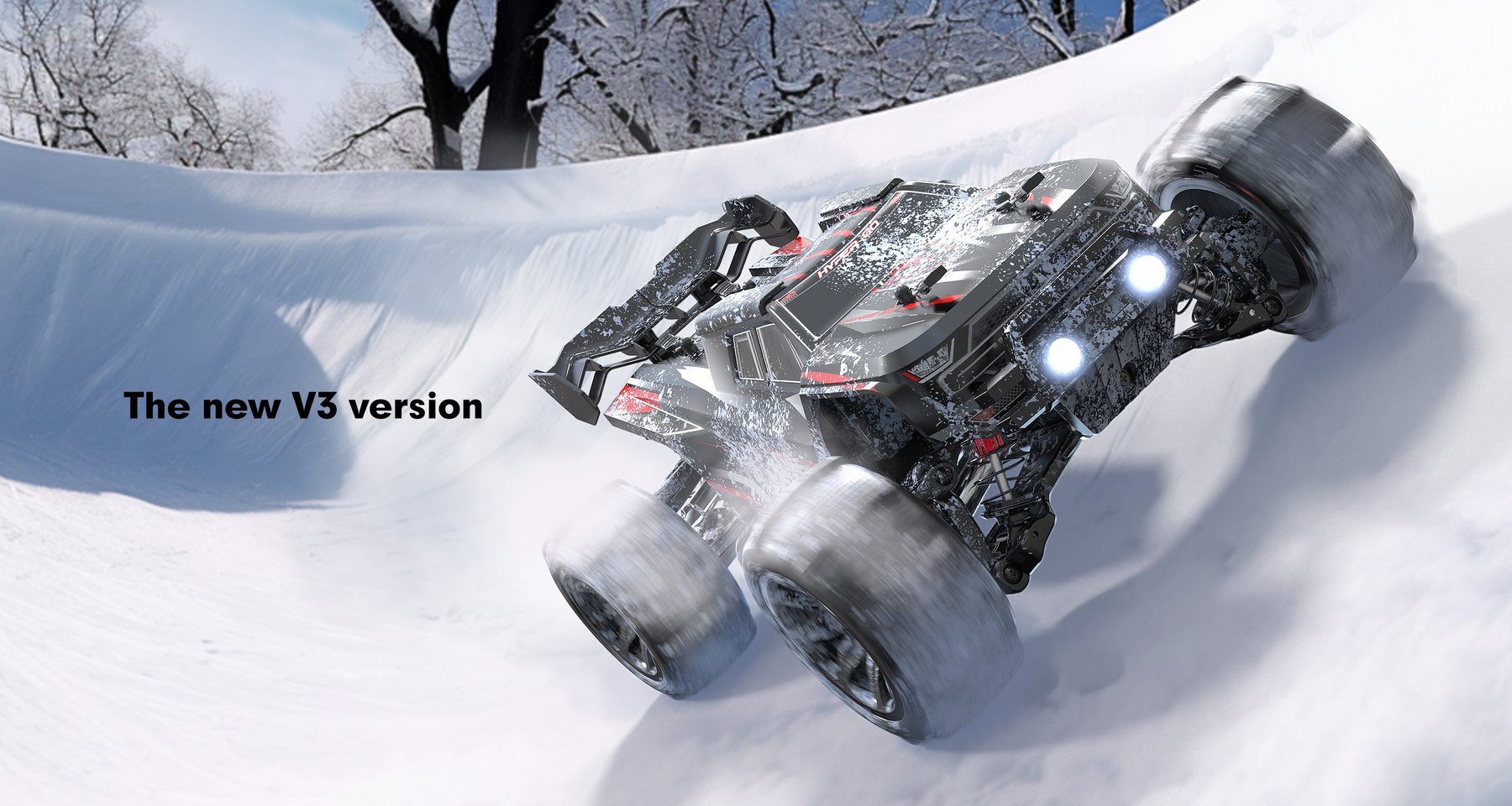 HYPER GO RC truck running in snow